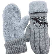 Reversible Reindeer & Sherpa Fleece Mittens