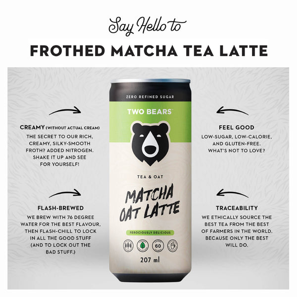 Two Bears Frothed Matcha Tea Oat Latte