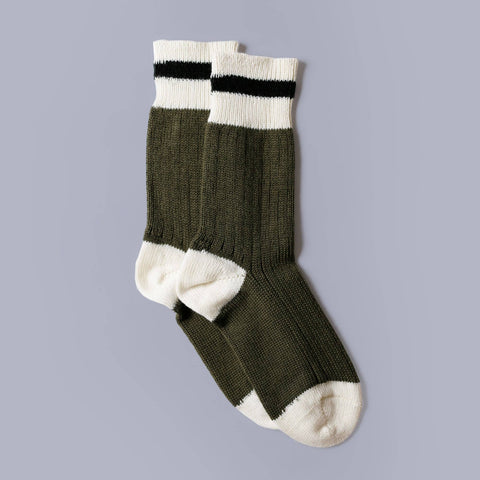 MUTTONHEAD MOUNTAIN  Socks - Olive Black Stripe
