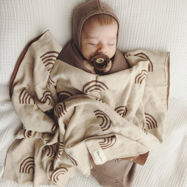 Bleu La La 100% Luxury Cotton Swaddle Receiving Baby Blanket - Rainbow