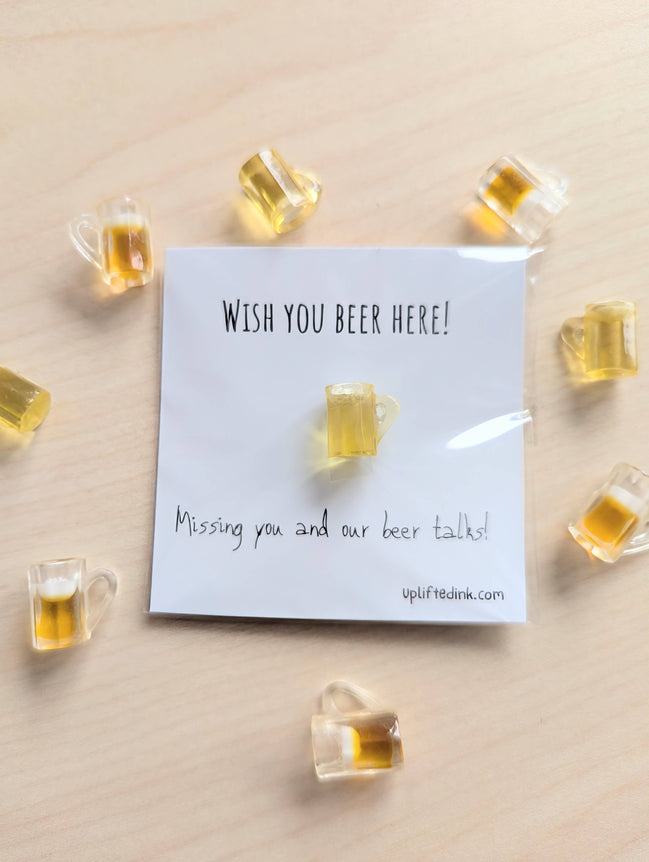 UNLIFTED INK Funny Beer Thinking of You Card with Mini Beer Mug | Gift