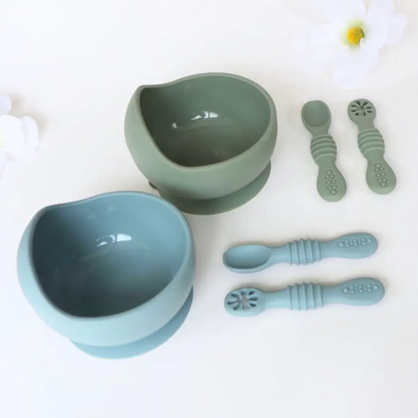 Baby bliss Infant Training Spoons for Self Feeding - Sage