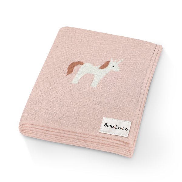 Bleu La La 100% Luxury Cotton Swaddle Receiving Baby Blanket - Unicorn