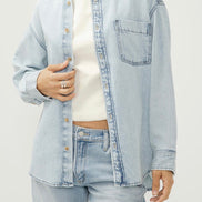 SILVER Relaxed Button-Up Beach Shirt -Moonstone