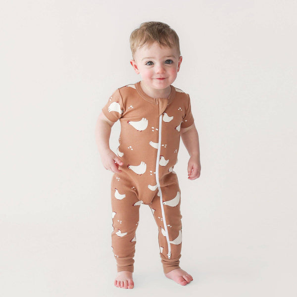 BABY Organic Signature Print '2-Way' Zip Romper - Short Sleeve