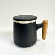 Japanese Wave Ceramic Tea Mug with Infuser & Lid