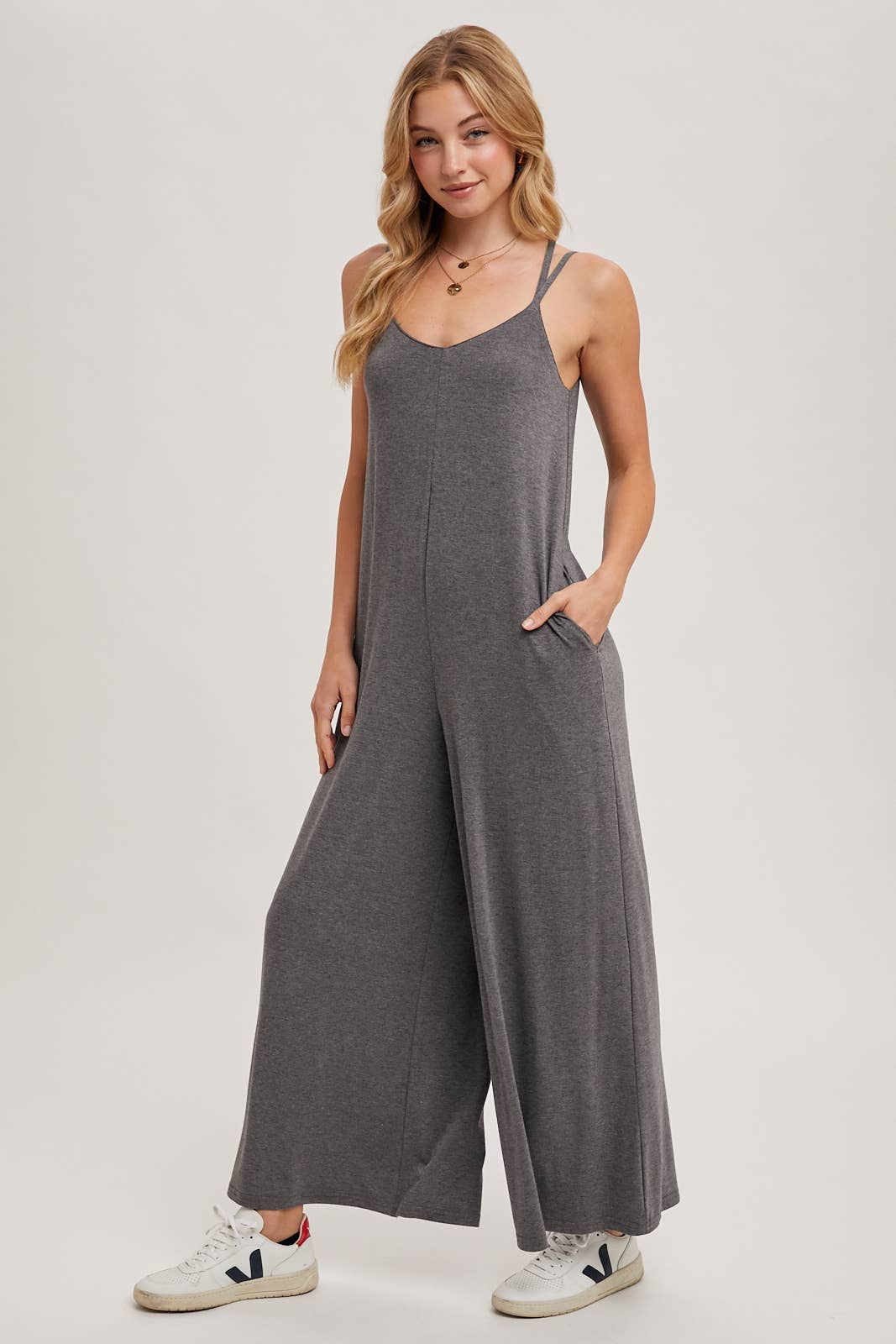 BLUIVY CRISS-CROSS BACK WIDE LEG JUMPSUIT