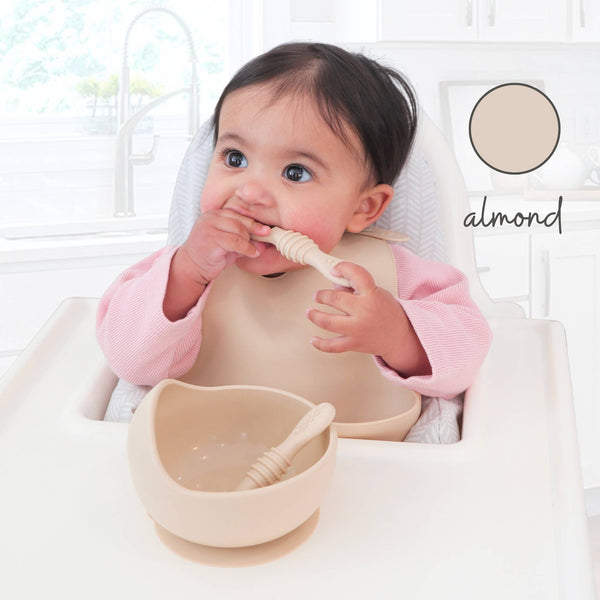 Baby bliss Infant Training Spoons for Self Feeding - Almond