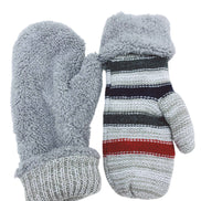 JC SUNNY Reversible Color Stripes & Sherpa Fleece Mittens