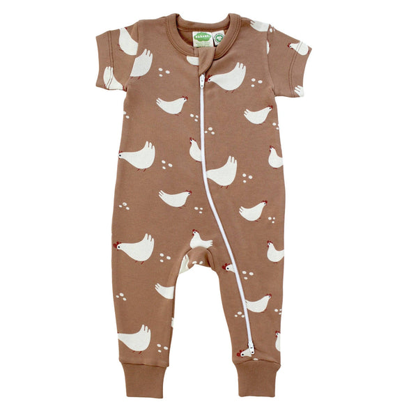 BABY Organic Signature Print '2-Way' Zip Romper - Short Sleeve