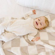 love + wild Oat Checkered Plush Blanket