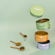 Assorted Trio Tin & Spoon - Organic Black, Green, Herbal Tea
