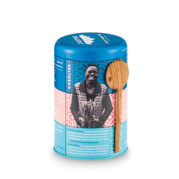 JUST TEA Herbal Tea Trio Tin & Spoon - Organic, Fair-Trade Tea Gift