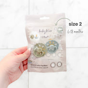 Baby bliss Natural Latex Pacifiers - Size 2 (6-18M) Sage & Dusty Blue