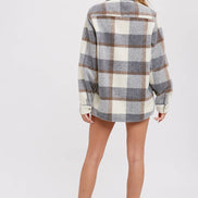 BLUIVY PLAID BRUSHED FLANNEL SHACKET