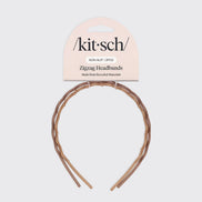KITSCH Recycled Plastic Zig Zag Headband 2pc - Neutral