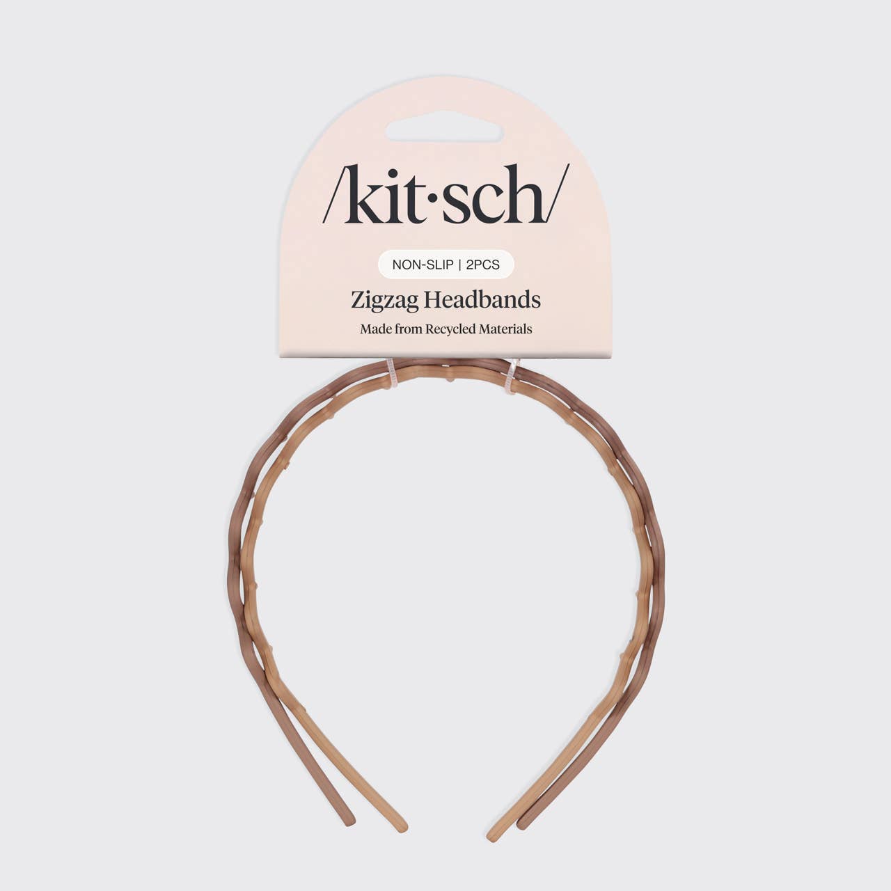 KITSCH Recycled Plastic Zig Zag Headband 2pc - Neutral