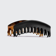 Recycled Plastic Large Dome Claw Clips 2pc - Black & Tort