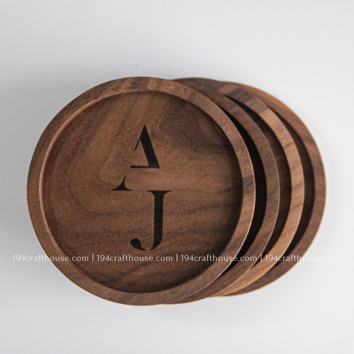 Custom ELORA Engraved Round Wood Coaster - Home Decor & Gifts-2PC