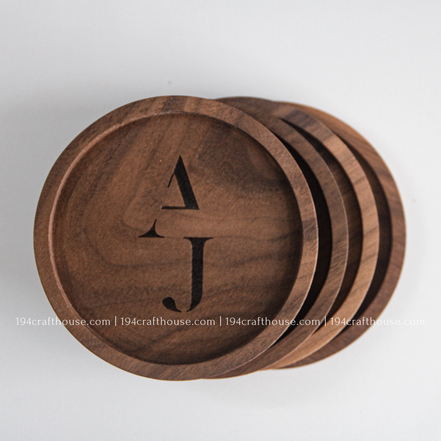 Custom ELORA Engraved Round Wood Coaster - Home Decor & Gifts-2PC
