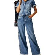 FREE PEOPLE EDISON WIDELEG COVERALL / CERULEAN SKIES