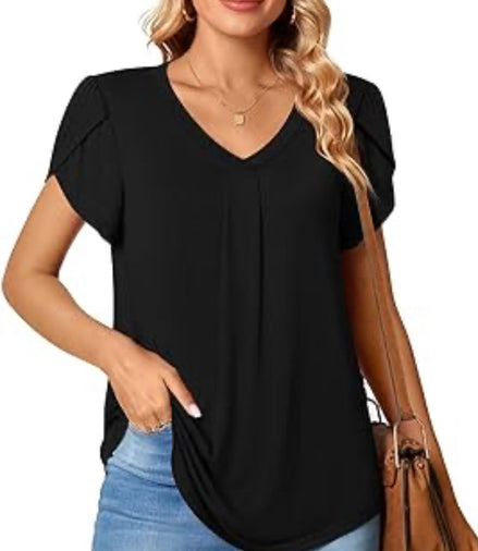 UP V NECK PETAL SHORT SLEEVE