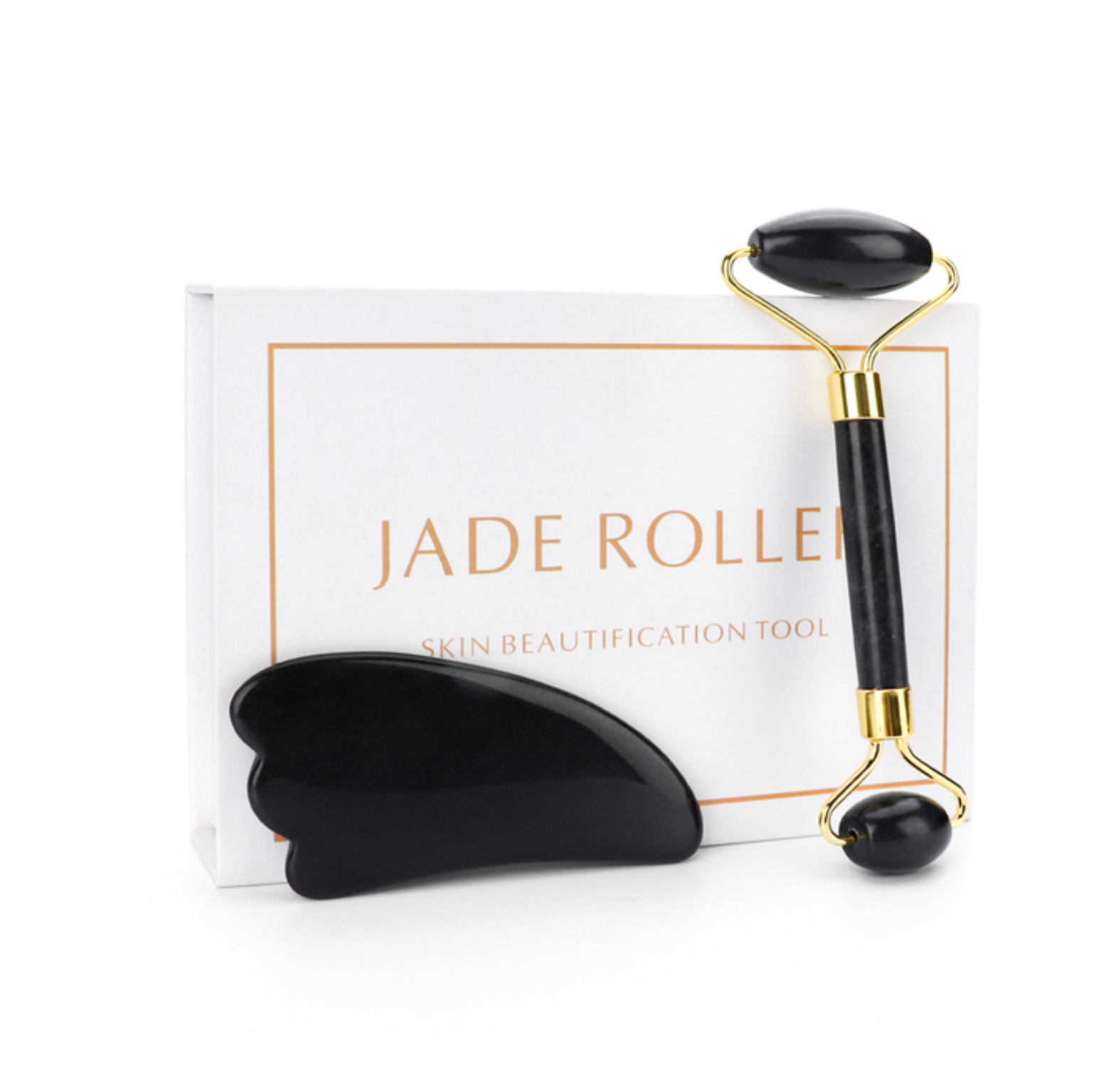 Crystolver Black Jade Roller & Gua Sha Set