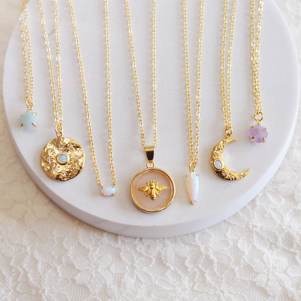 Oh So Lovely Lola Bee Necklace Rose Quartz