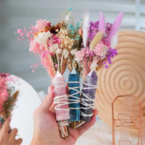 Crystolver Crystal Wand   Bouquet Flower