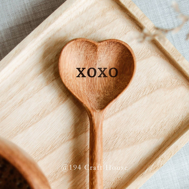 XOXO Engraved ELORA Wooden Heart Spoon - Home Decor & Gifts