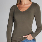 C’EST MOI BAMBOO L/S V NECK TOP