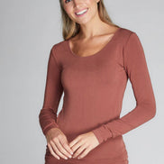 C'EST MOI BAMBOO LS SCOOP NECK TOP