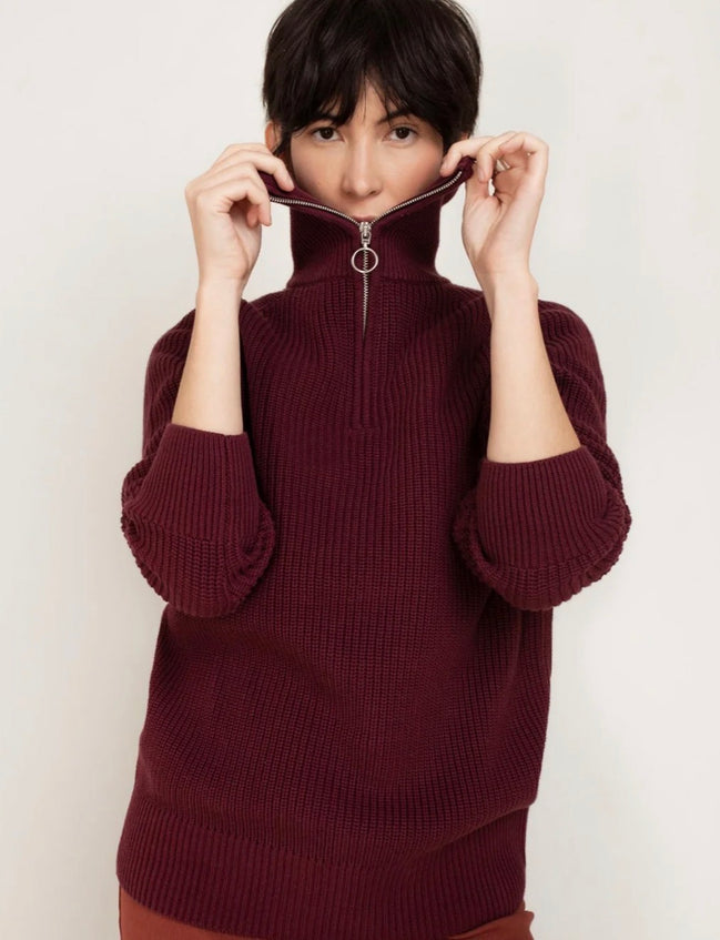 PAPER LABEL DEVON FUNNEL HALF ZIP SWEATER