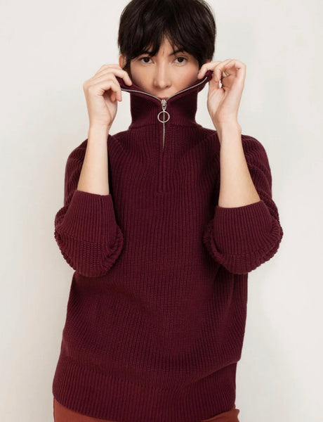 PAPER LABEL DEVON FUNNEL HALF ZIP SWEATER