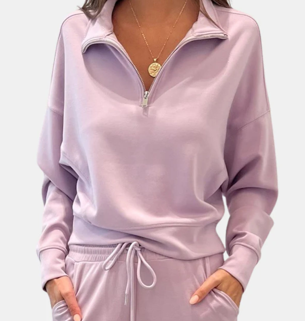 RD STYLE MAILYN KNIT LS 1/2 ZIP MOCK NECK TOP