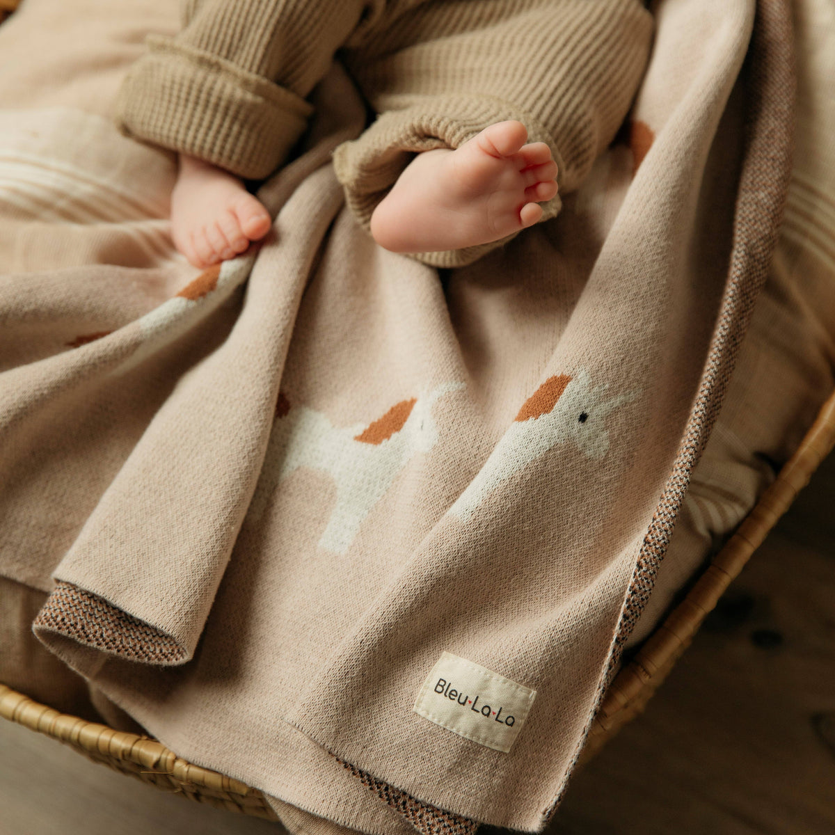 Bleu La La 100% Luxury Cotton Swaddle Receiving Baby Blanket - Unicorn