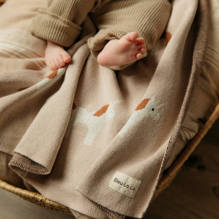 Bleu La La 100% Luxury Cotton Swaddle Receiving Baby Blanket - Unicorn