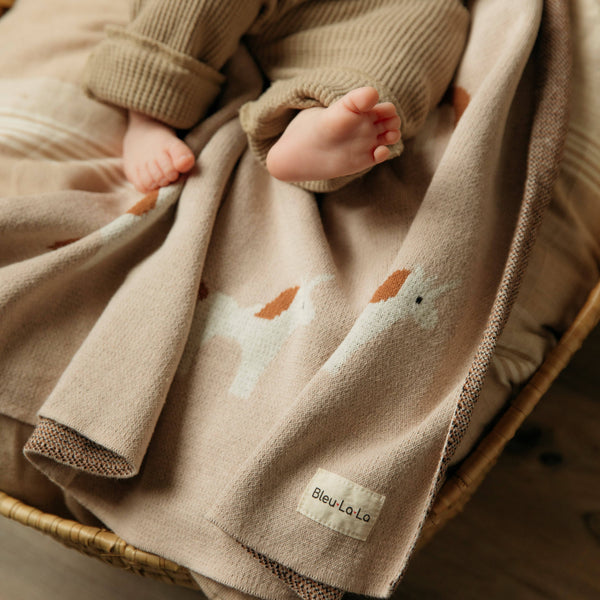 Bleu La La 100% Luxury Cotton Swaddle Receiving Baby Blanket - Unicorn