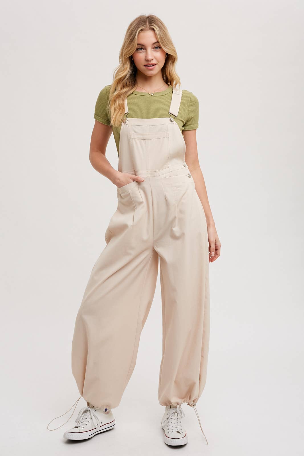 BLUIVY CARGO DRAWSTRING OVERALL JUMPSUIT