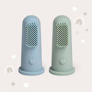 BABY BLISS Finger Toothbrush Infant- Dusty Teal & Sage