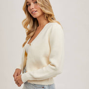 BLUIVY BUTTON DOWN V-NECK CARDIGAN