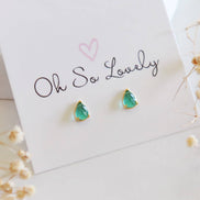 Oh So Lovely Emerald Tear Drop Stud Earrings
