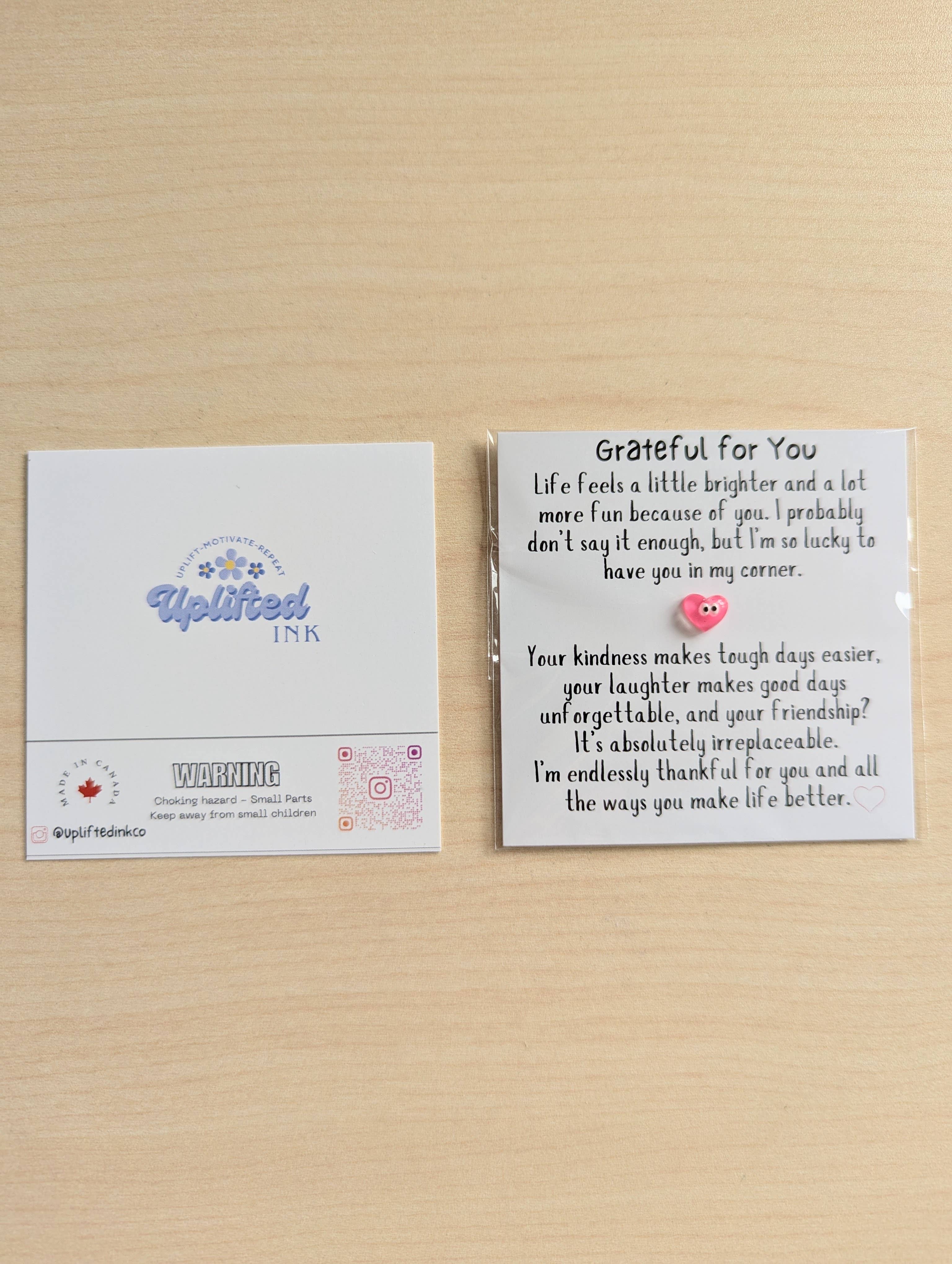 UPLIFTED INK Grateful for You Friendship Card – Mini Appreciation Card