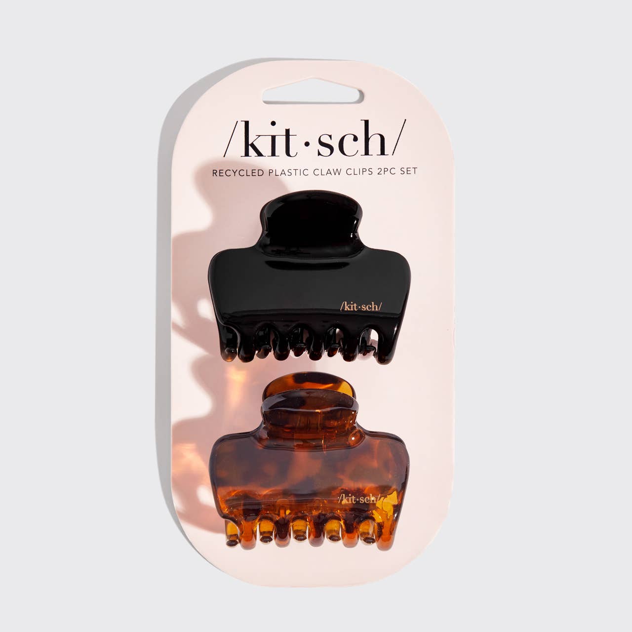 KITSCH Recycled Plastic Medium Puffy Claw Clips 2pc Set- Black/Tort