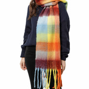 JC SUNNY FASHION Oversized Colorful Cozy Long Fringe Fuzzy Scarf