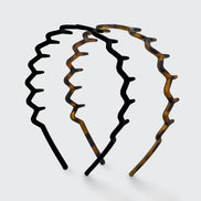 KITSCH Zig Zag Headband 2pc - Black & Tort