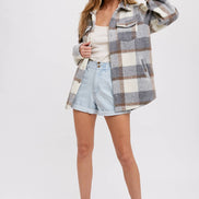 BLUIVY PLAID BRUSHED FLANNEL SHACKET