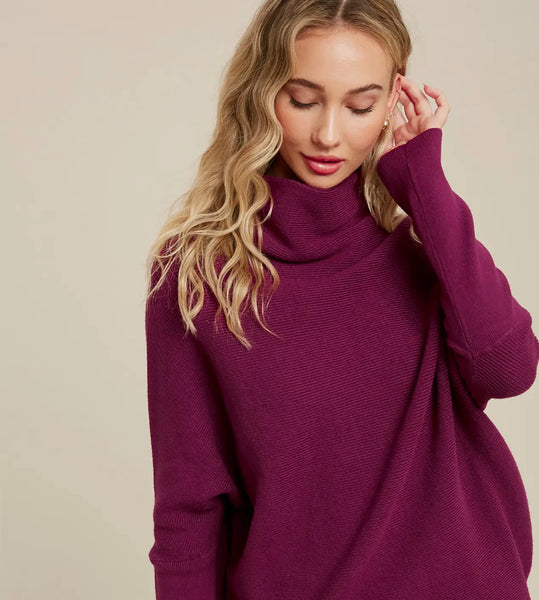 BLUIVY SLOUCH NECK DOLMAN PULLOVER