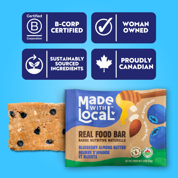 MADE WITH LOCAL Blueberry Almond Butter | Organic Real Food Bar