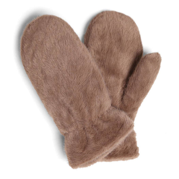 FASHION CITY Solid Faux Fur Cuffed Mittens